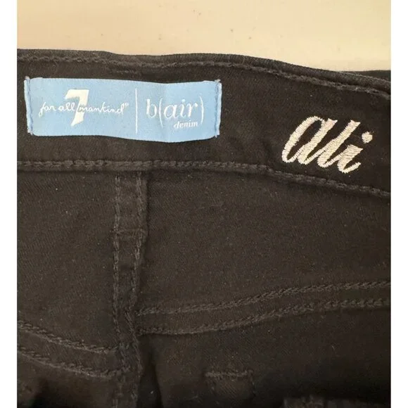 7 For All‎ Mankind B(Air) Ali flare split hem jeans black sz 28